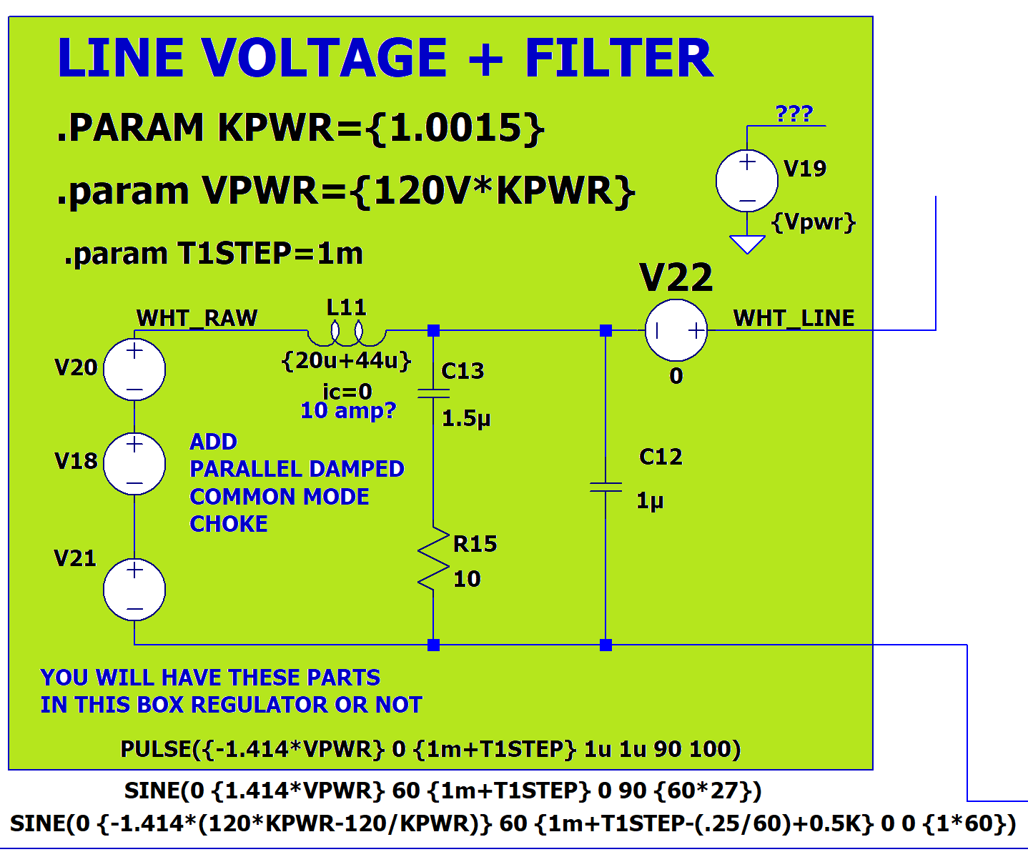 AC power line with simple LC filter
